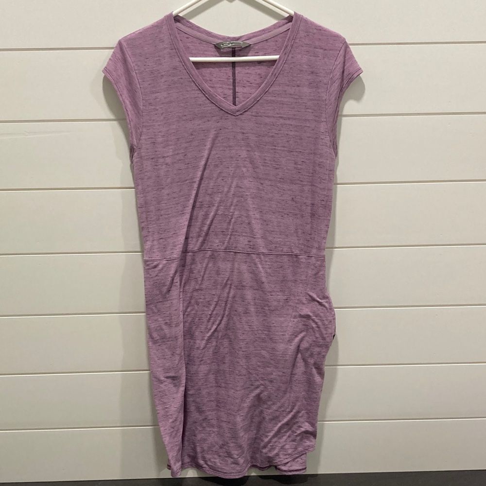 The North Face Heathered Purple Dress-Travel Wear-Sz L-Pockets-V-neck-GUC
